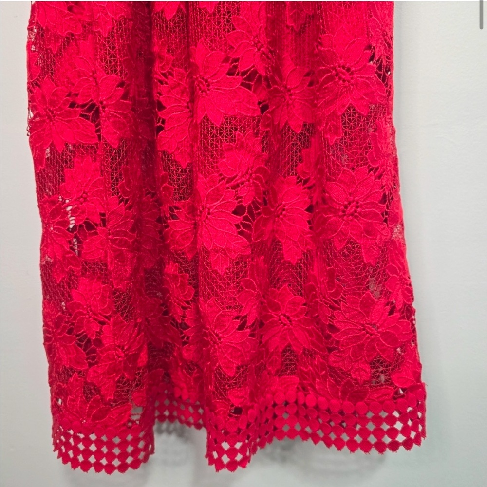 Nicholas Red Roleau Ball Pleated Lace Dress Small - Picture 9 of 10